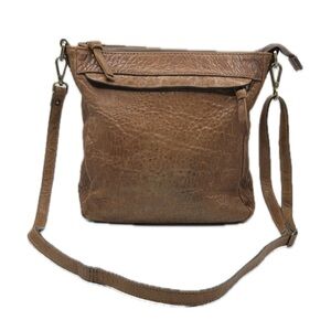 Maxon‎ Collection Italy Caramel Brown Distressed Leather Crossbody Bag